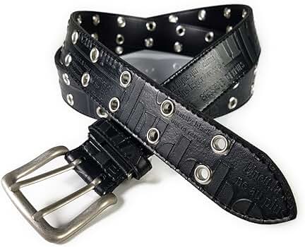 Amazon | [シーランド] ロング ダブル ハトメ ベルト 英字柄 ウエスト